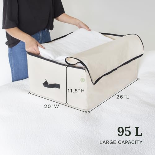 Comforter Storage Bags with Zipper - Sturdy 100% Cotton Canvas Quilt Storage Bags with Zipper - Extra Large with Handles to Conveniently Store Pillows, Blankets, Sheets, and Bedding (3 Bags) - Image 5