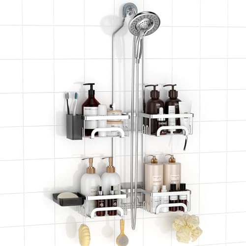 REINHARDT Split Shower Caddy Hanging for Handheld Showerheads, Silver by REINHARDT