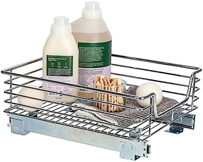 Household Essentials Glidez Chrome-Plated Steel Extended Depth 1-Tier Sliding Under Sink Cabinet Organizer, Chrome by HouseholdEssentials