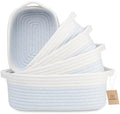 NaturalCozy 5-Piece Rectangle Storage Basket Set- Natural Cotton Rope Woven Baskets for Organizing! Small Basket for Montessori, Baby Nursery, Dog Toy Baskets, Cat Toy Box, Bathroom Organization Bin by NaturalCozy