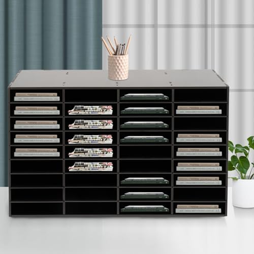Desktop File Holder,Office Mailbox,Literature Organizer,Paper Organizer,Mail Sorter Organizer,Vertical Desktop Sorter,Black 36 Compartments Rectangular,for Classrooms,Families,Schools,Study Rooms - Image 6