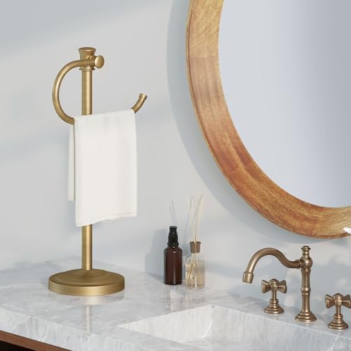 BESy Stand Hand Towel Holder, Countertop Towel Bar, Antique Brass - Image 2