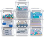 Citylife 0.53 QT 10 Packs Small Storage Bins Plastic Storage Container Stackable Box with Lids for Organizing, Clear White by CITYLIFEHomeOrganization