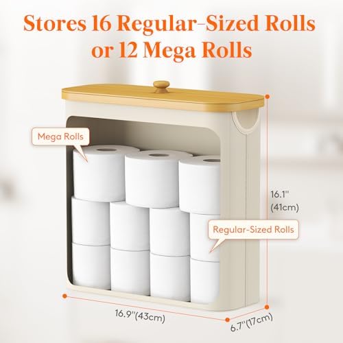 Lifewit Toilet Paper Storage Holder, Extra Large Stand Basket, 30L, White - Image 3