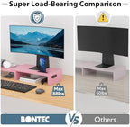 BONTEC Dual Monitor Stand Riser, Adjustable Length & Swivel Angle, Pink - Image 5
