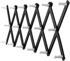 Dseap Accordian Wall Hanger: 16” High Wooden Wall Expandable Coat Rack, Hat Rack Holder, Accordion Hook for Baseball Caps, Coats, Mugs,17 Peg Hooks, Black & White by Dseap