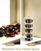Belt Organizer, 5-Tier Acrylic with Dust Cover, for Closet, Clear - Image 6