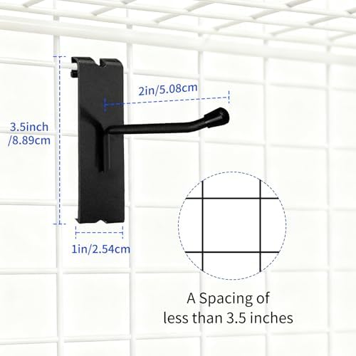 40pcs 2 inch Matte Black Gridwall Hooks for 3 x 3 Inch Grid Panels - Image 2