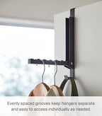 YAMAZAKI Home Smart Over The Door Coat Hook Organizer Collapsible Foldable Rack for Entryway Or Bedroom Closet - 2-Hook - Steel - Image 4