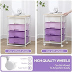 SYKIARIOL Rolling Cart with Drawers, 4-Drawer Utility Cart, Purple - Image 6