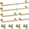 TURS Brushed Gold 10 Pieces Bathroom Hardware Set, SUS304 Stainless Steel 24 Inch Bath Towel Bar Set, Round Bathroom Accessories Kit Wall Mounted by TURS