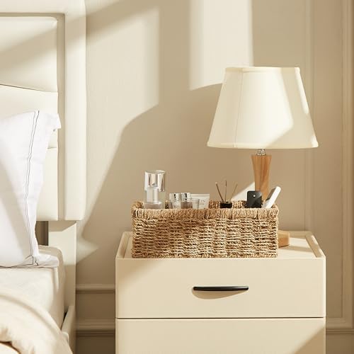 Vagusicc Wicker Storage Basket, Hand-Woven Seagrass Wicker Baskets with Handles, Toilet Paper Basket for Toilet Tank Top, Small Wicke Baskets for Organizing Shelves, 2-Pack, Seagrass - Image 5