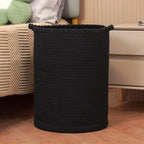 58L Woven Laundry Basket,Cotton Tall Laundry Hamper for Blankets,Clothes,Pillows,Toys,Shoes Large Laundry Bin Black by Homlikelanfocusonhomestorageanddecorationfordecades
