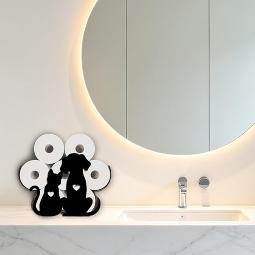 Cat & Dog Toilet Paper Holder Wall Mount/Stand for Extra 8 Rolls - Image 6