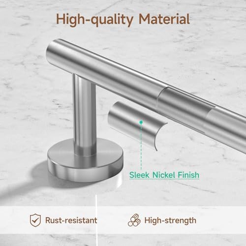 USHOWER 8PCS Brushed Nickel Bathroom Hardware Set, 18-Inch Towel Bar Set - Image 3