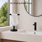 YUMORE Hand Towel Holder Stand for Bathroom & Kitchen, Freestanding T-Shape Towel Rack with Weighted Base, Matte Black - Image 6