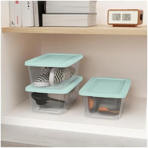 Sterilite Storage Box, Clear Snap Lid Tote, Mindful Mint, 6 Qt, 10-Pack - Image 5