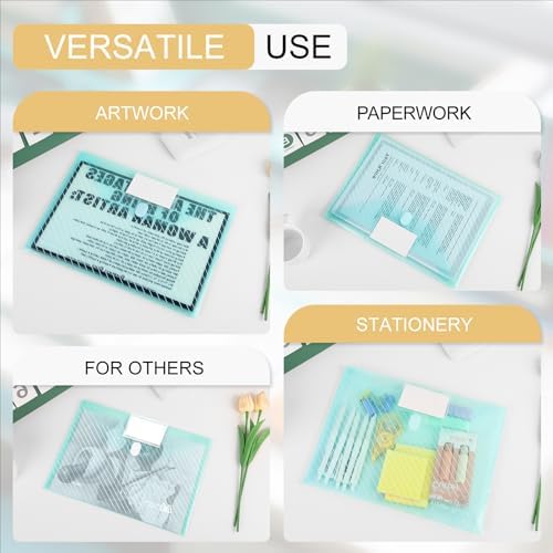 50 Pack, Plastic Envelopes File Folders, HeavyDuty Document Folder for Letter and A4 Size, Clear Document Holder with Label Pockets for School Home Work Office Organizer (50) - Image 6