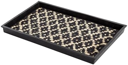 Anji Mountain Heavy Duty Waterproof Rubber Shoe Storage Mat Organizer/Boot Storage Multi Use for Entryway with Coir, Black and Ivory Insert, Fits 2 Pair (24.5" Wide) by AnjiMountain