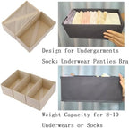 Bructhun Sock Drawer Organizer 9 Pack - Collapsible Fabric Storage Bins for Underwear Divider, Small Closet Organizers with 9 Compartments, Beige - Image 5
