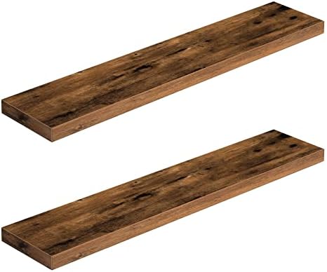 HOOBRO Floating Shelves for Wall, Wall Mounted Shelf Set of 2, 39.4" Hanging Shelf with Invisible Brackets, for Wall in Bathroom, Bedroom, Toilet, Kitchen, Living Room, Rustic Brown BF100BJP201G2 by HOOBRO