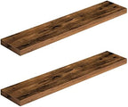 HOOBRO Floating Shelves for Wall, Wall Mounted Shelf Set of 2, 39.4" Hanging Shelf with Invisible Brackets, for Wall in Bathroom, Bedroom, Toilet, Kitchen, Living Room, Rustic Brown BF100BJP201G2 by HOOBRO