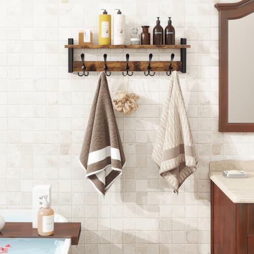 Homode Wall Mount Coat Rack with Shelf and 5 Tri Hooks - Image 3