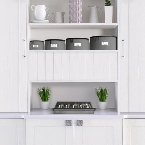 Sorbus China Storage Containers, with Lid (Dinner Plate Storage, Gray) - Image 2