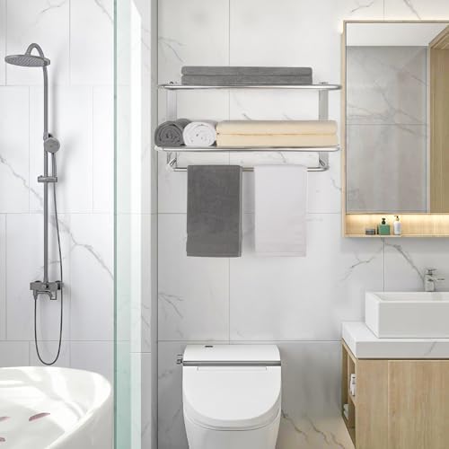 3-Tier Bathroom Towel Rack, SUS 304 Wall Mount, Brushed Nickel - Image 2