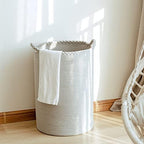 72L Woven Laundry Basket,Tall Wicker Laundry Basket for Blankets,Clothes,Pillows,Toys,Shoes Large Cotton Laundry Hamper for Bedroom Living Room Bathroom - Image 3