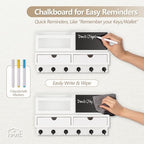 Key Holder for Wall, Key and Mail Holder for Wall with Storage Drawer, Entryway Rustic Home Decor, 3 Liquid Chalks & Chalkboard, 15.98”W x 9.1”H x 3.3”D, White - Image 5