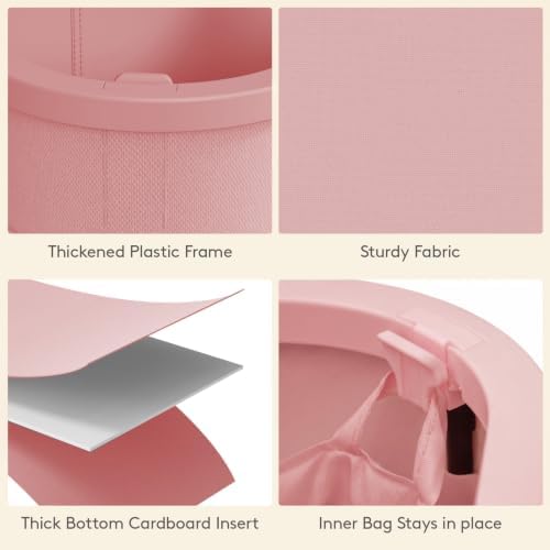 Lifewit 185L 3 Section Laundry Hamper with Lid, Laundry Basket, Pink - Image 5