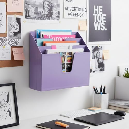 Acrimet Horizontal Triple File Folder Organizer Sorter, Letter Size, Purple - Image 5