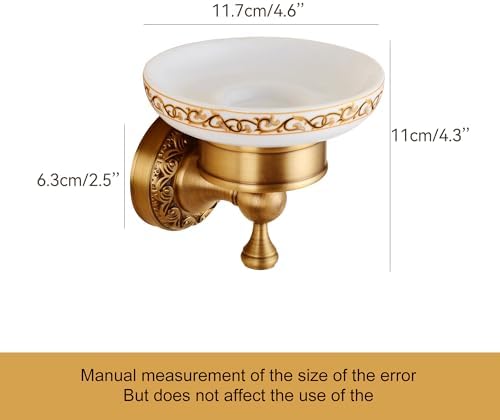 Wall Mounted Bathroom Soap Dish Holder, Antique Brass Pattern Carving,Brushed Bronze - Image 2