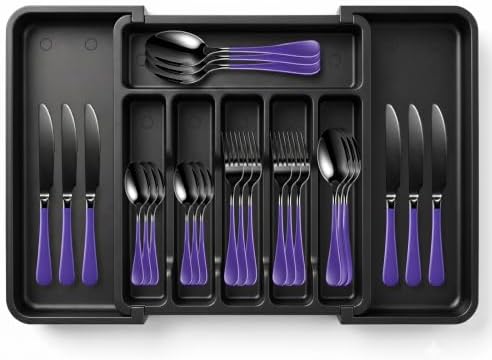 24 Piece Stainless Steel Silverware Set with Expandable Drawer Organizer by ASellerSpecializinginLife