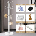 Metal Coat Rack Stand, Modern Freestanding Coat Rack with Natural Marble Base,White Coat Racks and Coat Hall Tree Hanger Stand with 12 Hooks for Entryway, Hallway, Office - Image 6