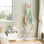 Hoctieon Coat Rack Freestanding, Coat Tree with Umbrella Holder, Metal Coat Rack Stand with 12 Hooks, Standing Coat Hanger Stand, Umbrella Stand for Entryway, Hat Rack Stand for Home Office, White - Image 5