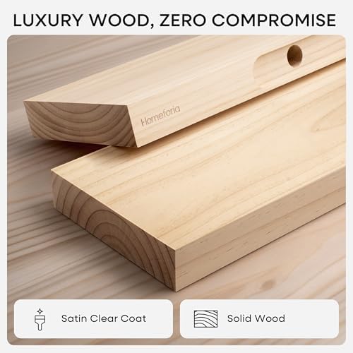 Homeforia 12 Inch Floating Shelves, High-End Solid Pine Wood, Set of 2 - Image 3
