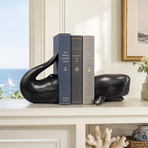 Comfy Hour 13.2 Inch Whale Bookends, Nautical Decor, Set of 2 - Image 2