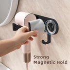Hair Dryer Holder Wall Mounted, Hair Dryer Organizer Self Adhesive Compatible with Dyson Blow Dryer Holder Aluminum BlowDryer Holder Wall Mounted for Bathroom Black - Image 4