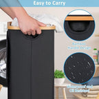 efluky Slim Laundry Basket with Wheels, Narrow Rolling Laundry Hamper with Lid and Removable Bag, Aesthetic Dirty Clothes Hamper on Wheels for Laundry Room, Bedroom, Dorm and Bathroom, 75L Dark Black - Image 4