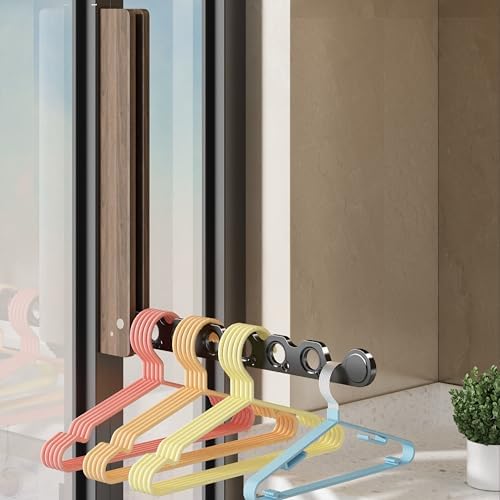 Natural Wood Folding Clothes Hanger Rack for Laundry Room, Wall Mounted Clothes Drying Rack, Laundry Drying Rack Foldable, Perfect for Small Spaces, Walnut Wood Black - Image 6