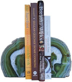 Nature's Decorations Green Agate Bookends – A+ Grade Geode Heavy Duty Decorative Stone Crystal for Shelves & Bookcases, Natural Polished Bookshelf Decor, 1 Pair 6-8Lbs - Image 2
