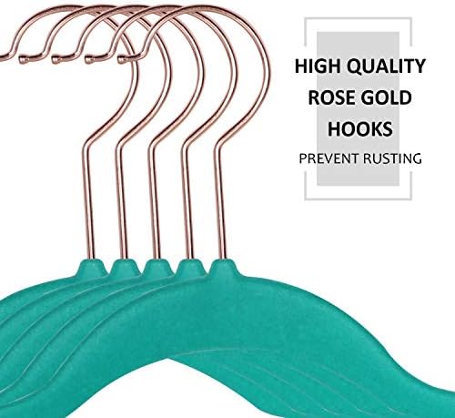 VECELO Premium Velvet Suit Hangers Heavy Duty (100 Pack) - Non Slip & Space-Saving Clothes Hangers with 12 Finger Clips and 2 Tie Rack Excellent for Men and Women (Teal) - Image 3