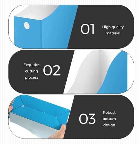 Jutom 48 Sets Cardboard Magazine Holders with Labels for School,Blue - Image 3