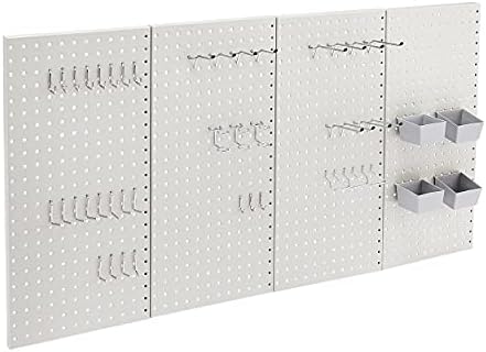 Amazon Basics Rectangular Metal Pegboard Wall Organizer, Tool Storage Organization System, Rust and Scratch Resistant, 48-Piece Kit, Gray by AmazonBasics