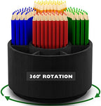Bamboo Rotating Pencil Holder for Desk, Desk Organizer with 7 Compartments by Houtingmaan