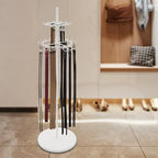 Rotating Tie Rack,Free Standing Belt Display Shelf with Adjustable Feet,66.1in High Metal Scarf Hanger Stand Retail Display Racks for Clothing Store (White) - Image 2