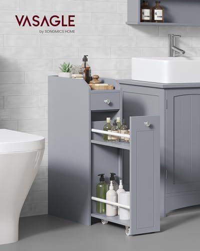 VASAGLE Small Bathroom Storage Cabinet, with Slide Out Drawers，Dove Gray - Image 2