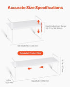 VEVOR Adjustable Kitchen Cabinet Shelf Organizer, Expandable 2 Tier Cabinet Shelf, Stackable Countertop Organizers and Storage Risers, Pantry for Kitchen Bathroom Office, White - Image 2